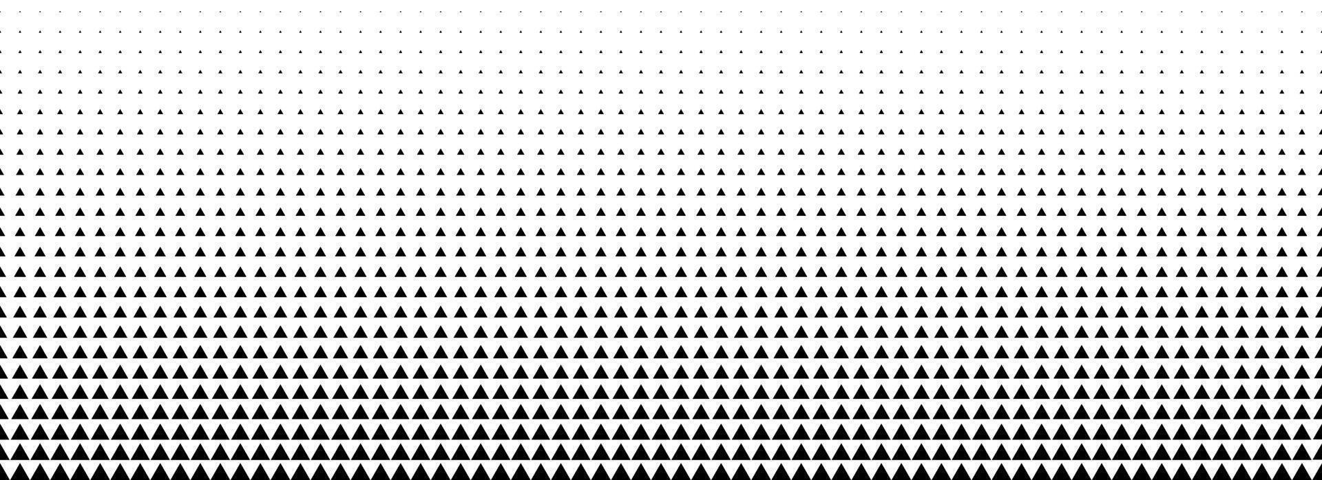 Fading triangle halftone gradient. Abstract geometric background texture. Tech triangular halfton gradation pattern. Vanishing mosaic arrow wallpaper for poster, banner, booklet. vector