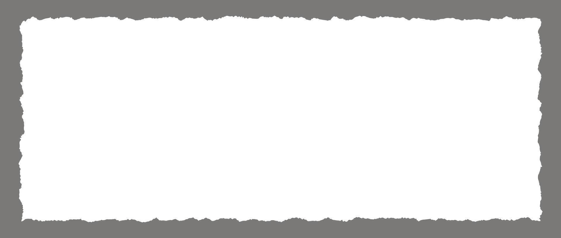 Torn paper frame background. White blank sheet wallpaper with jagged edges. Ripped grunge element bundle for poster, text box, banner. vector