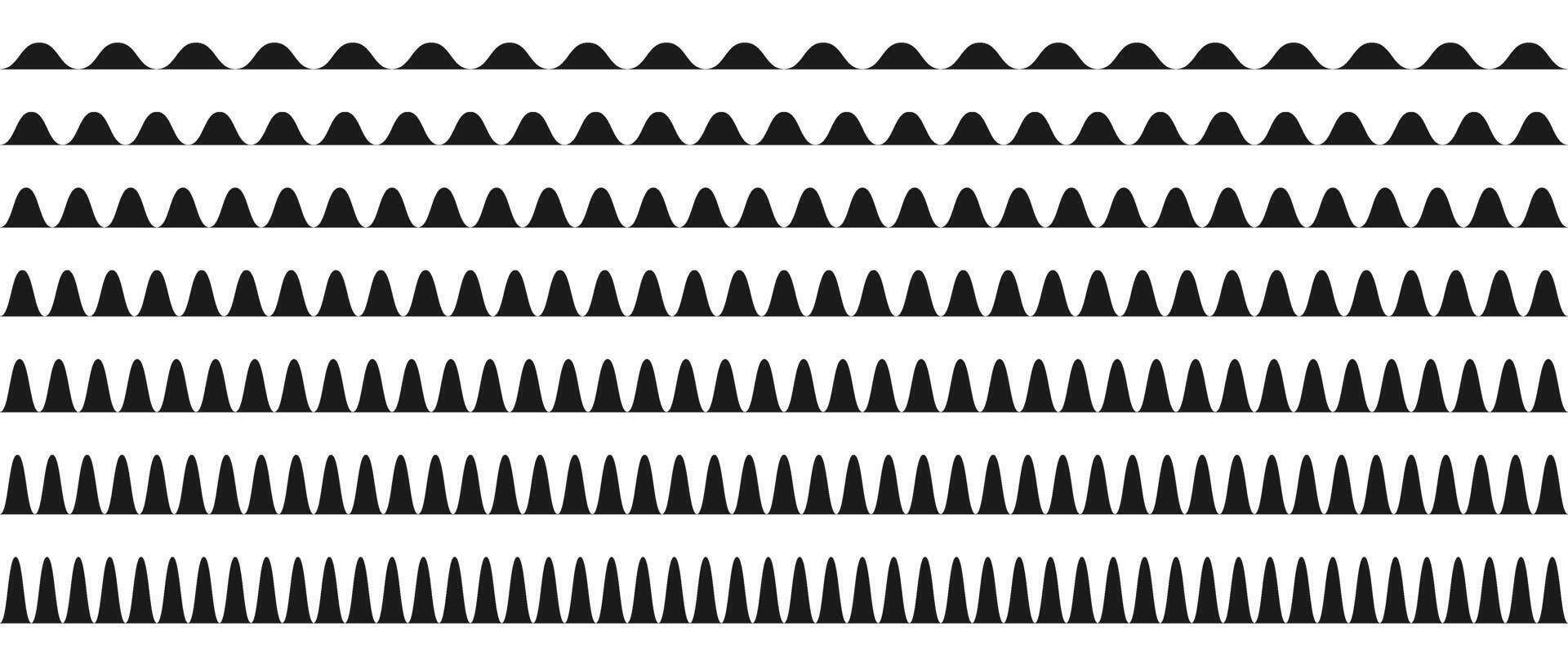 Wavy border pattern set. Repeating wave lines collection. Graphic design elements for decoration. Abstract dividers and separators. vector