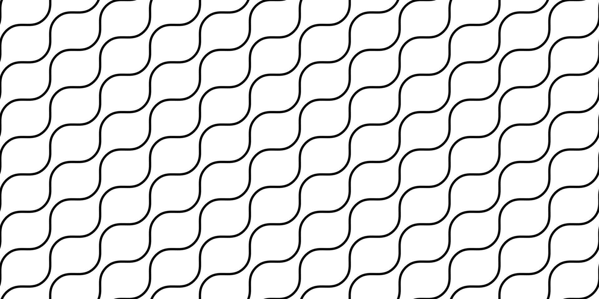 Wavy lines seamless pattern. Undulate stripes repeating background. Black and white diagonal wave texture. Simple curved linear wallpaper. Textile and fabric design template vector