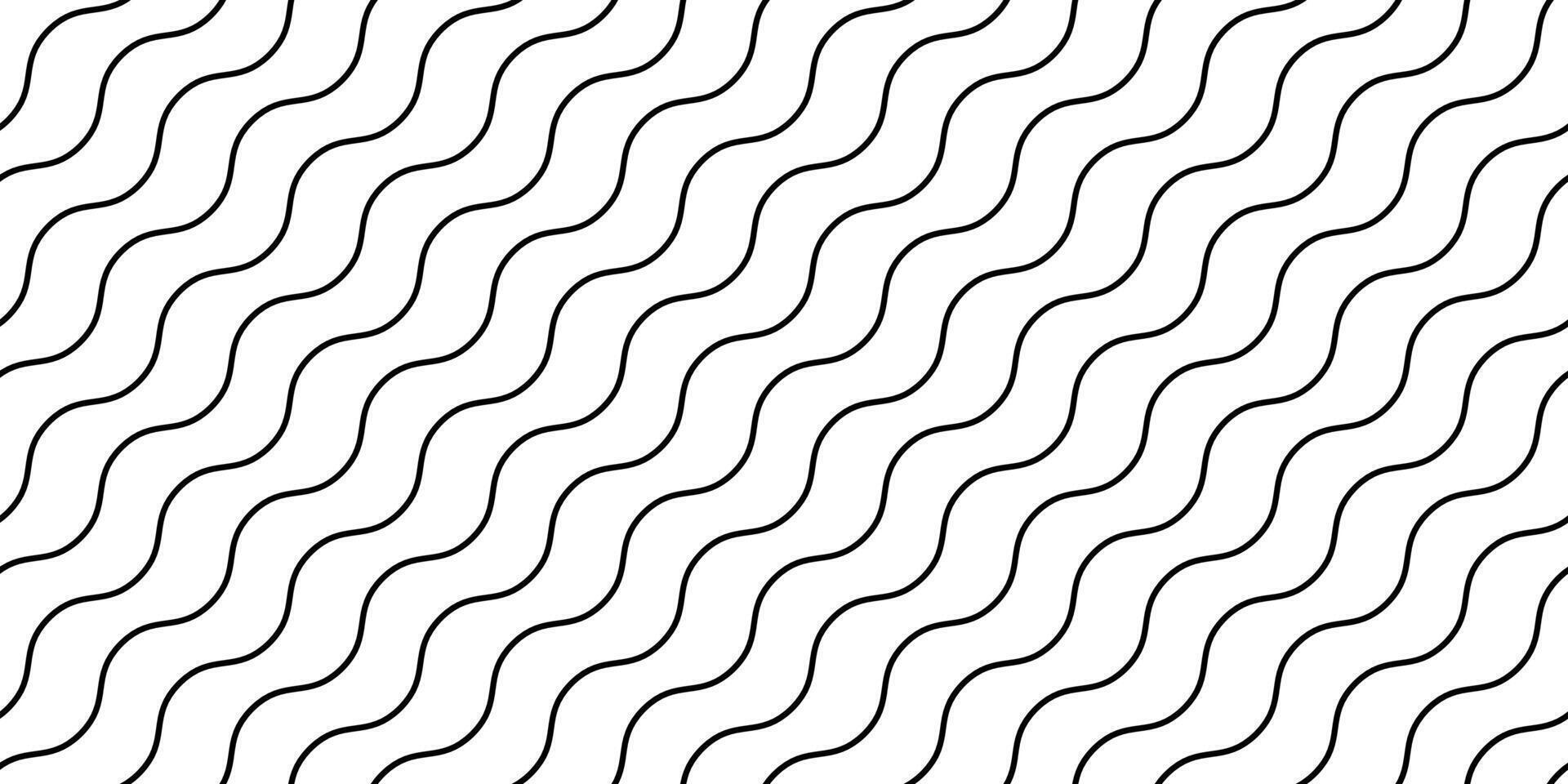 Wavy lines seamless pattern. Undulate stripes repeating background. Black and white diagonal waves texture. Simple curved linear wallpaper. Textile and fabric design template. vector