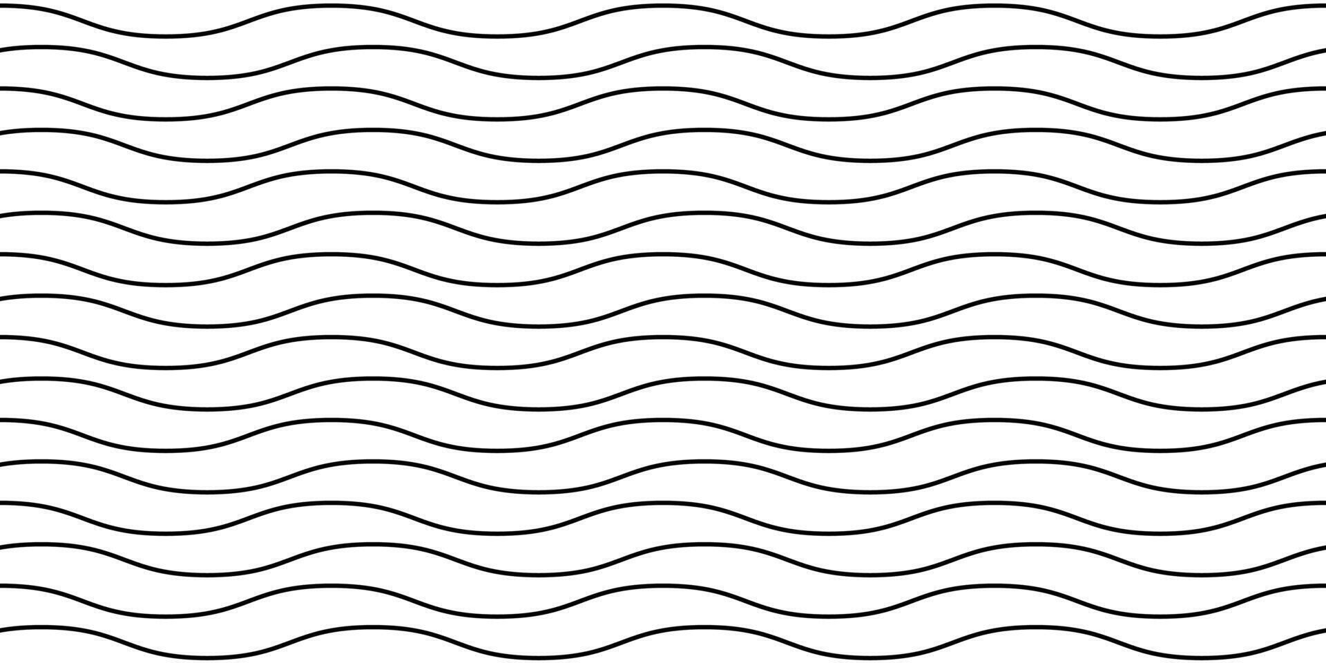 Wavy lines seamless pattern. Black and white stripes repeating background. Undulate horizontal waves texture. Simple curved linear wallpaper. Textile and fabric swatch design template. vector