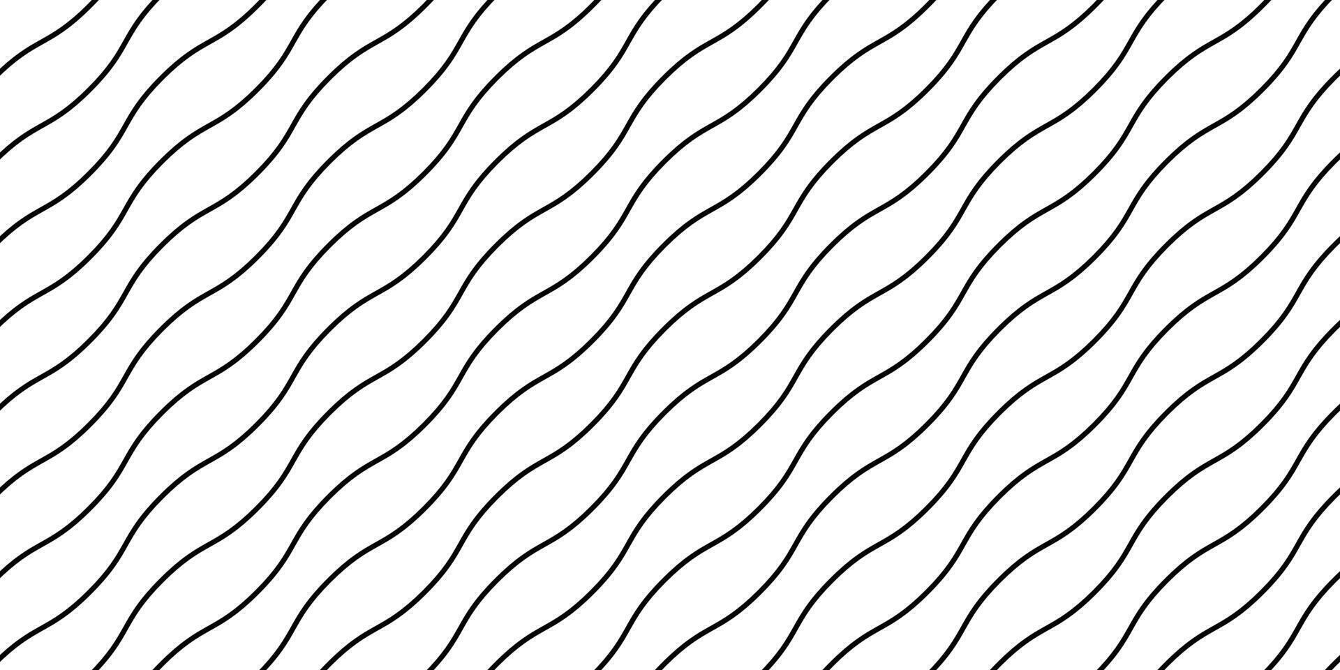 Wavy lines seamless pattern. Undulate stripes repeating background. Black white diagonal waves texture. Simple curved linear wallpaper. Textile and fabric design template. vector