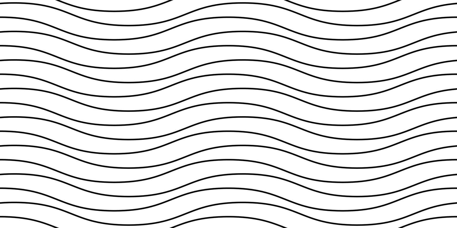 Wavy lines seamless pattern. Undulate stripes repeating background. Black and white horizontal waves texture. Simple curved linear wallpaper. Textile and fabric swatch design template. vector