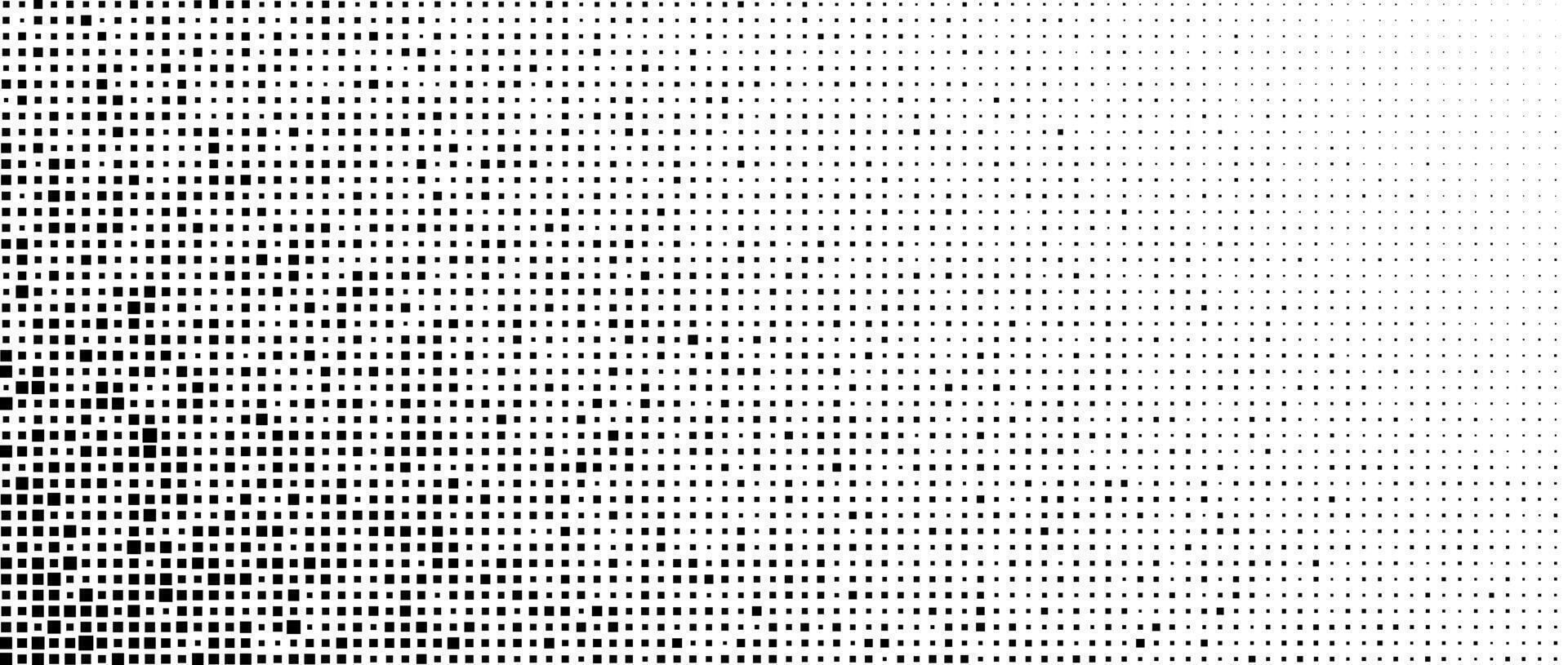 Halftone pixelated gradient background. Faded square particles texture. Dissolving grunge noise wallpaper. Black dots, speckles, pixels wallpaper. Gritty backdrop vector