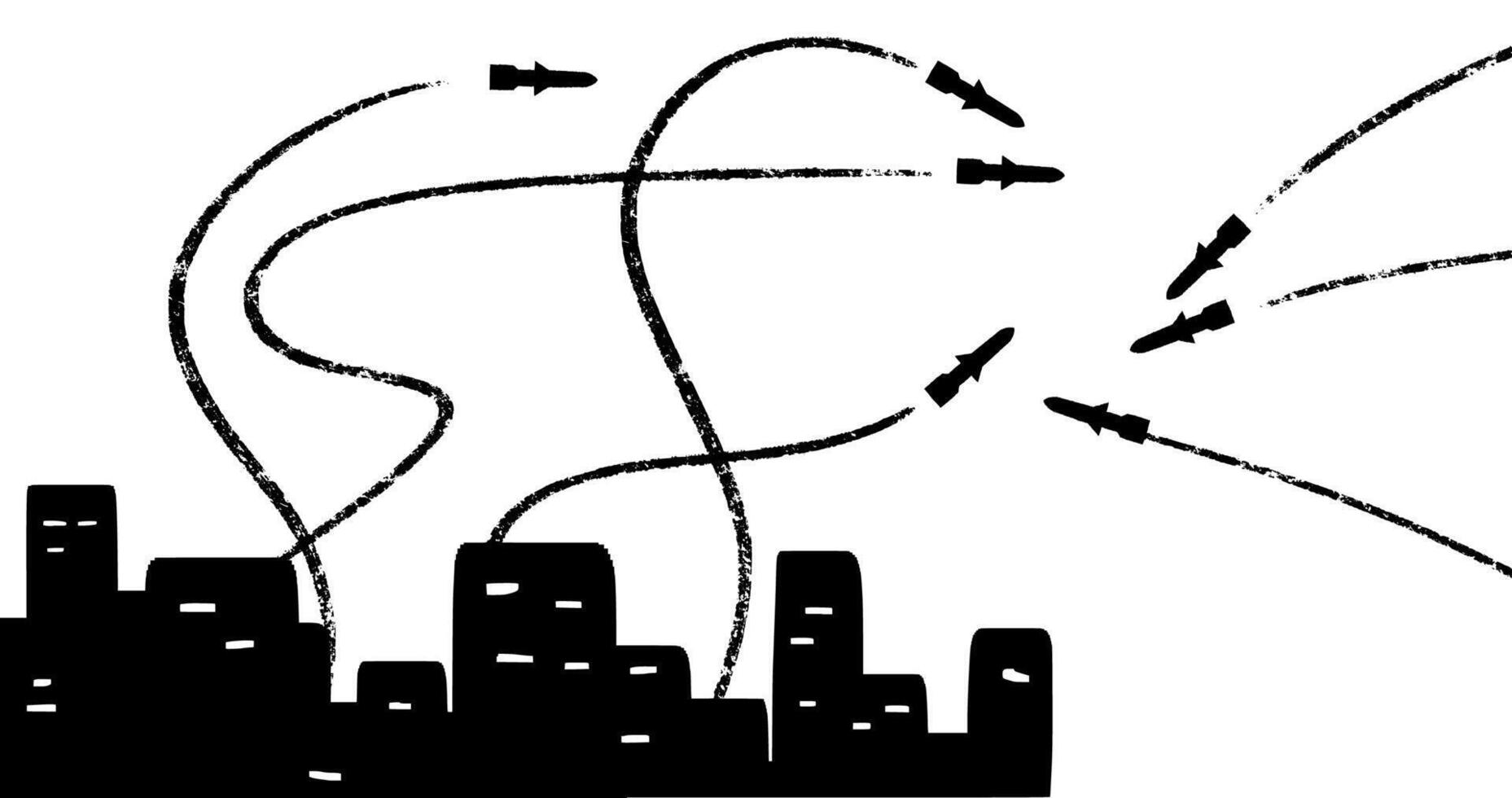 Iron dome missile Protection military industrial technology silhouette iconic illustration vector