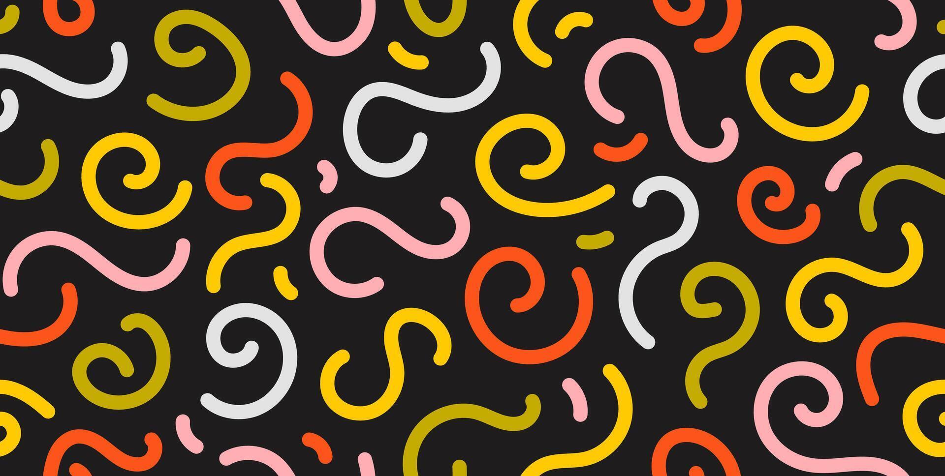 Colorful doodle seamless pattern. Abstract childish squiggle repeating background. Simple scribbles and shapes wallpaper. Textile or fabric print design swatch. vector