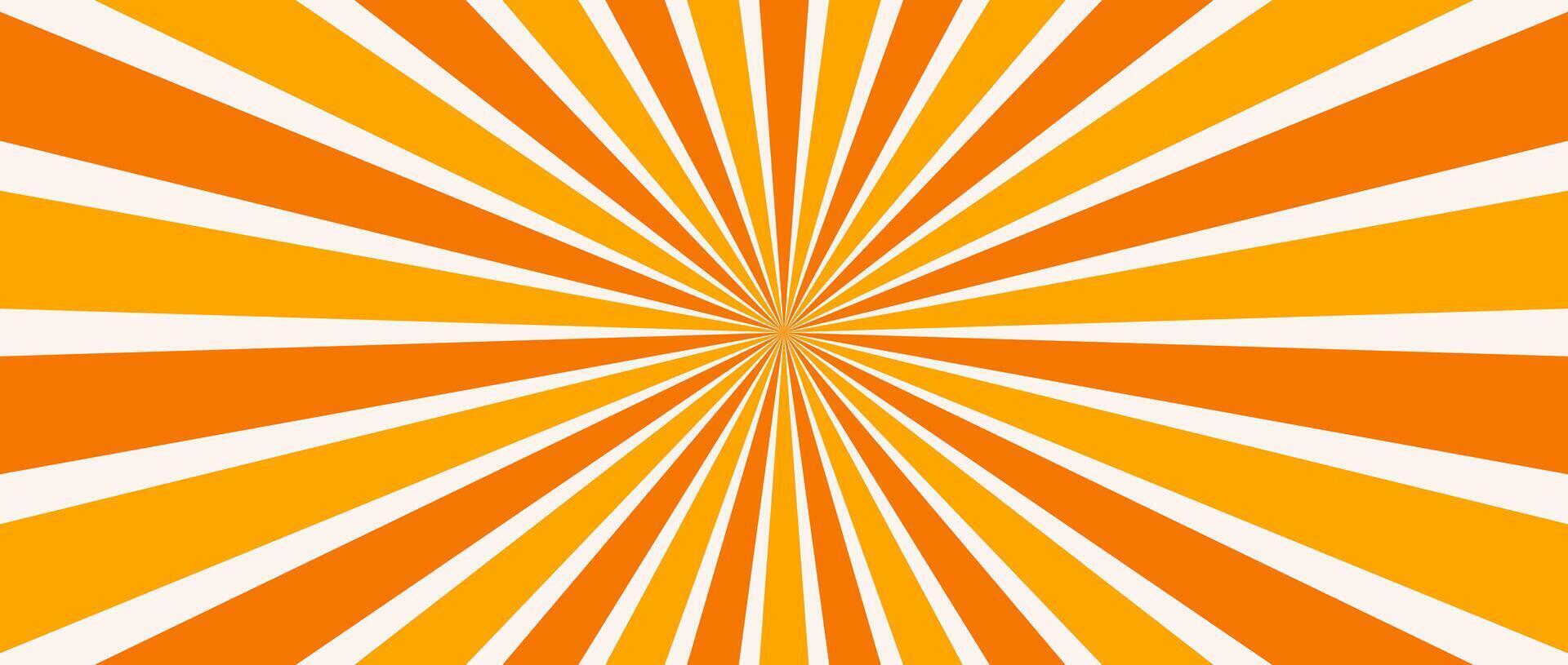 Orange radial lines background. Radial sunburst wallpaper. Abstract sun rays and beams comic texture. Vintage summer backdrop for posters, banners, templates. vector