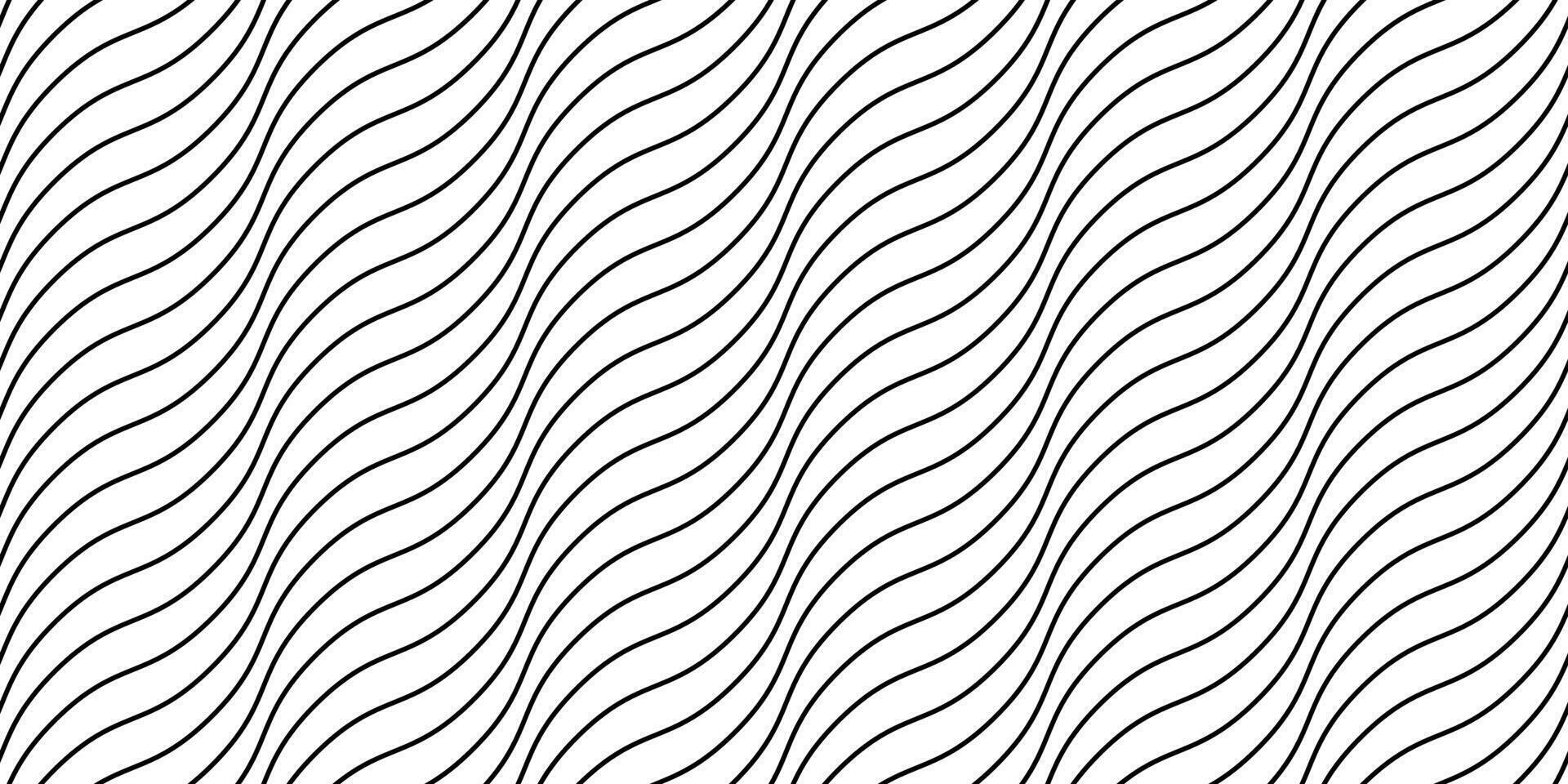 Wave lines seamless pattern. Black and white undulate stripes repeating background. Diagonal wavy texture. Simple curved linear wallpaper. Textile and fabric design template. vector