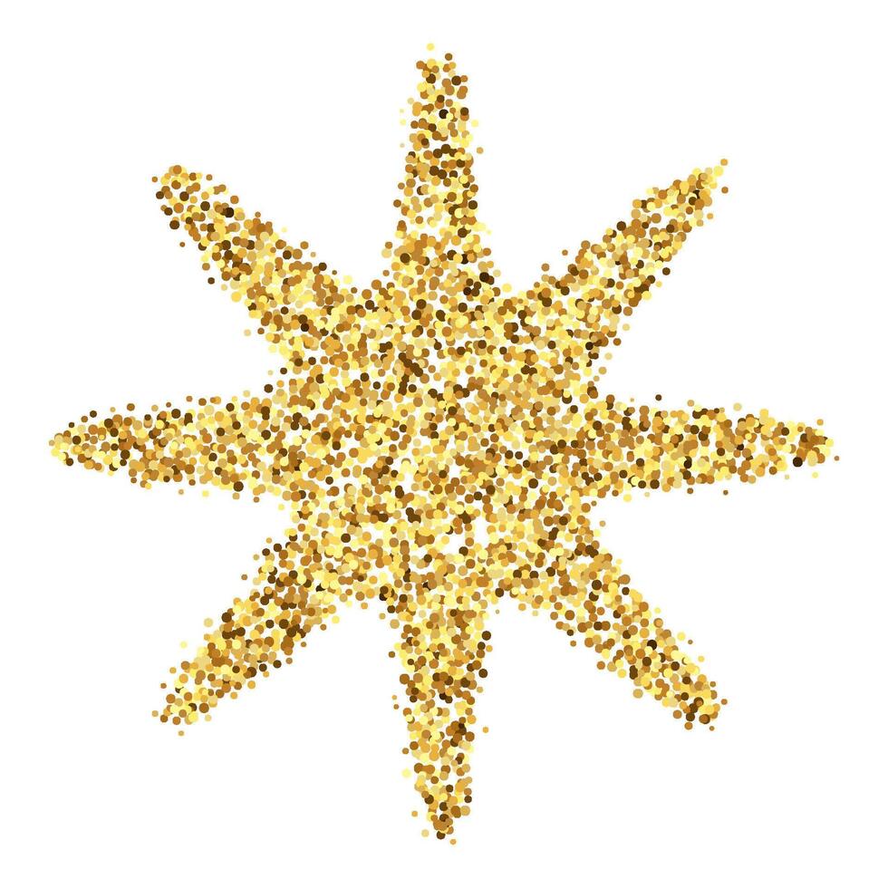 Golden confetti star. Glowing dotted glitter star shape. Amber particles, dots, sparkles design element. Christmas holiday decoration. vector