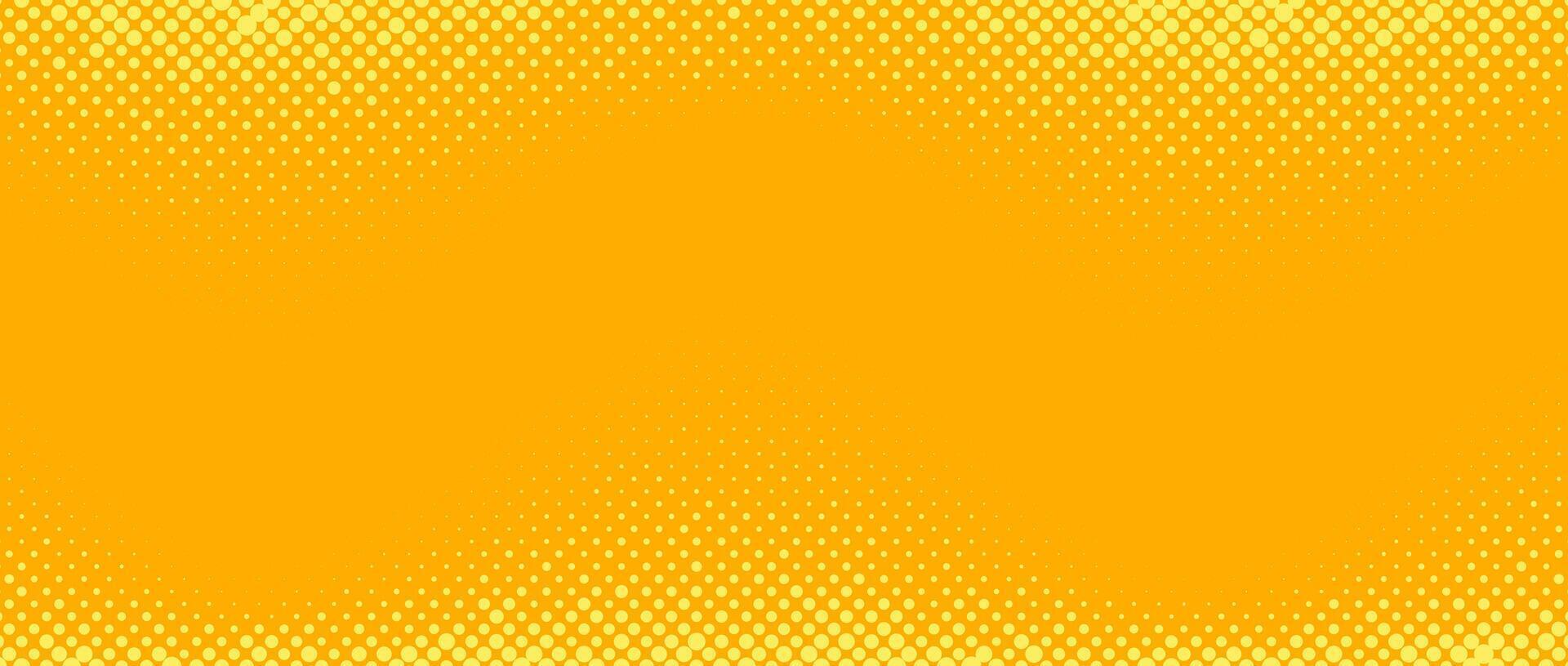 Yellow orange halftone background. Retro comic gradient background. Square pixelated dots cartoon texture. Pop art faded gradient pattern. vector