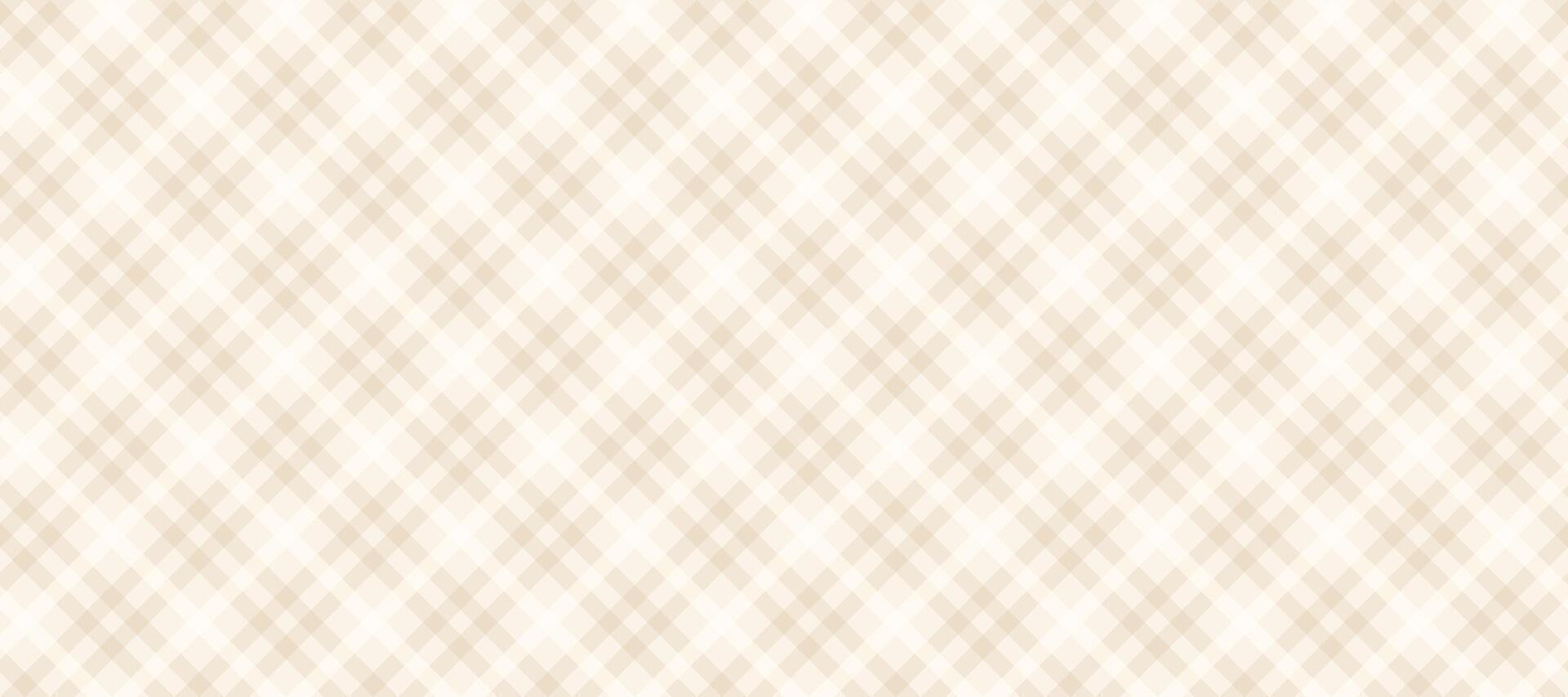 Brown and white diagonal gingham seamless pattern. Light beige vichy background texture. Checkered tweed plaid repeating wallpaper. Natural nude fabric and textile swatch design backdrop vector