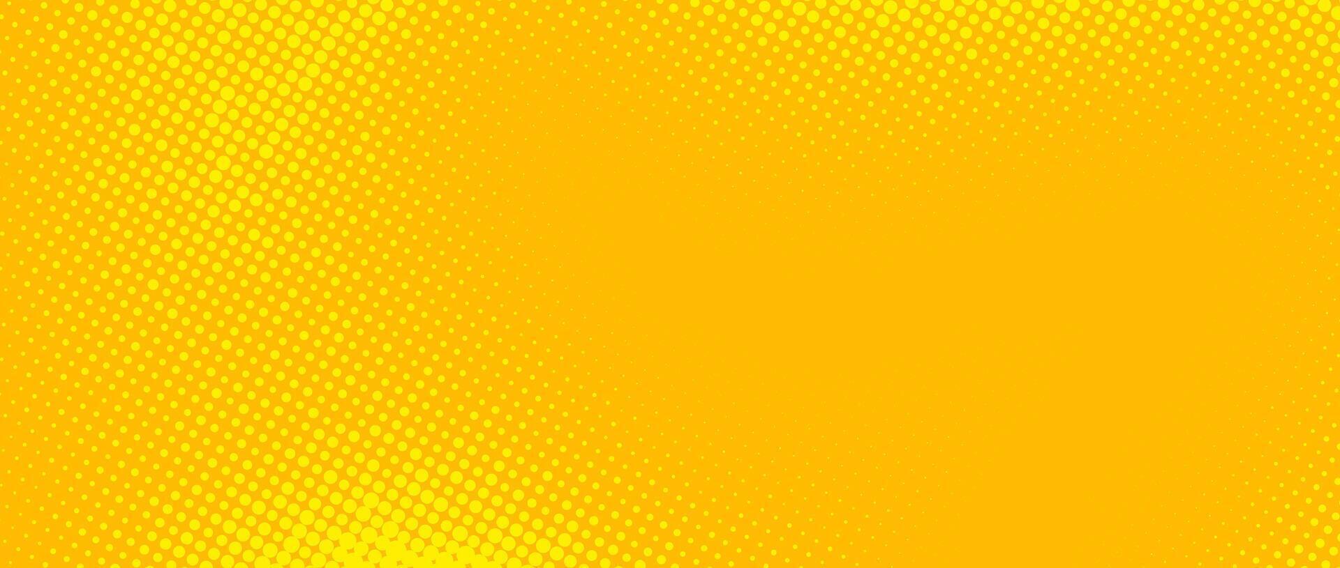 Yellow halftone background. Retro comic grain pixel texture. Pixelated dots cartoon wallpaper. Pop art fading wavy gradient pattern. vector