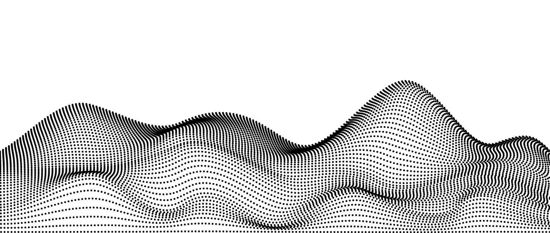 Wavy dotted stripes background. Curve dashed lines pattern. Abstract black contour texture. Landscape terrain concept. vector