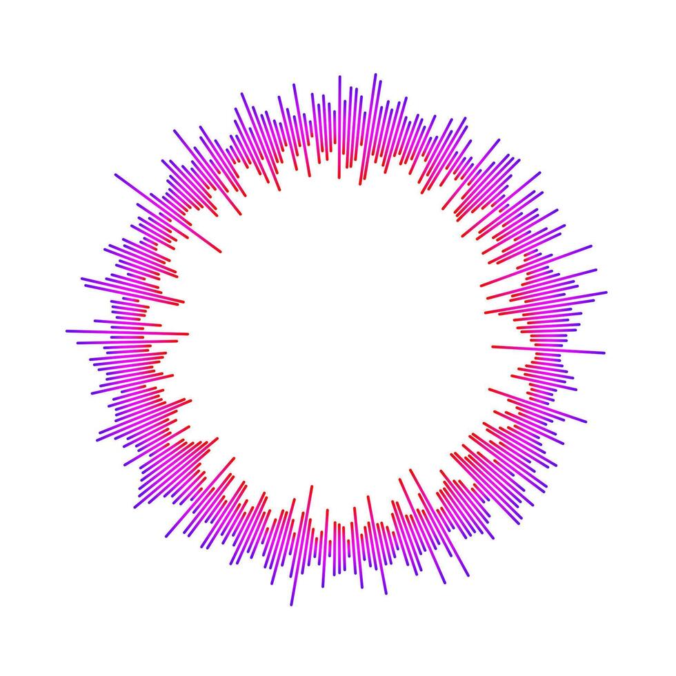 Circle sound wave visualisation bar. Linear music player equalizer concept. Radial audio signal or vibration element. Voice recognition. Epicenter, target, radar, radio icon. vector