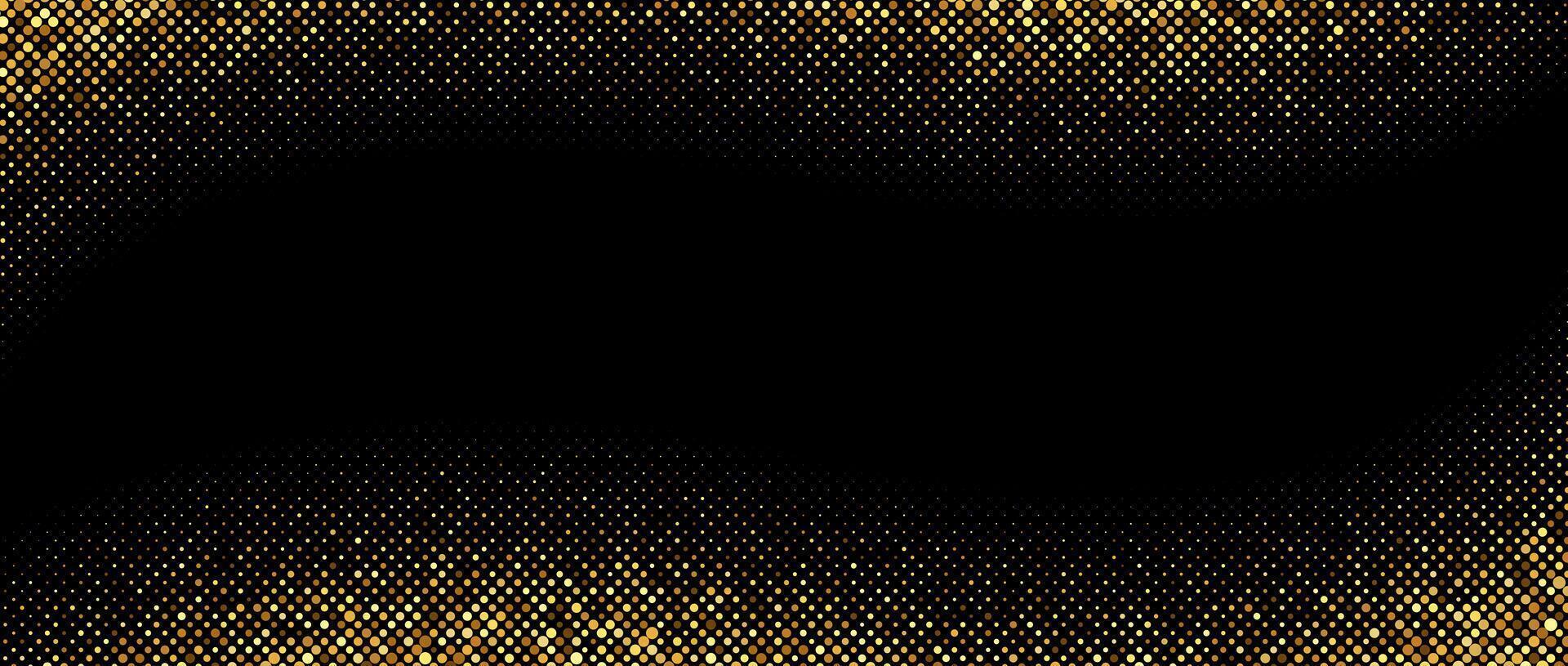 Golden wavy halftone gradient background. Shining comic glitter texture. Pop up dotted sparkles pattern wallpaper. Retro design template for banner, flyer, poster, presentation. vector