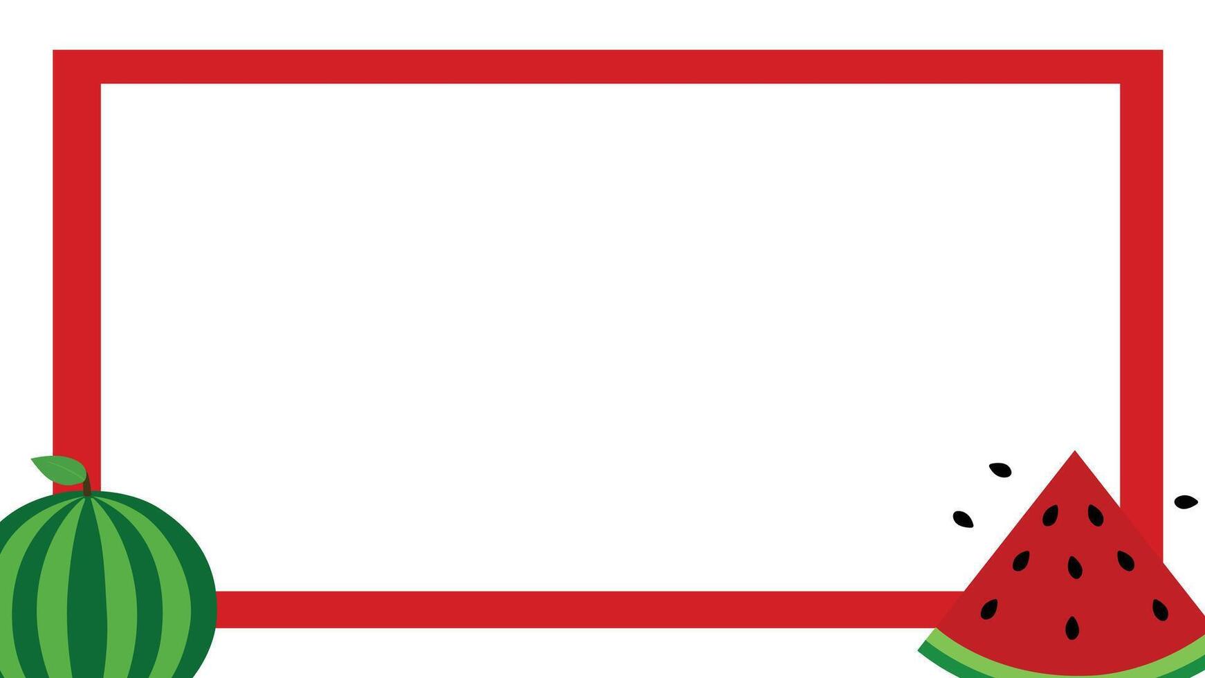 Red frame border featuring watermelon on white background vector