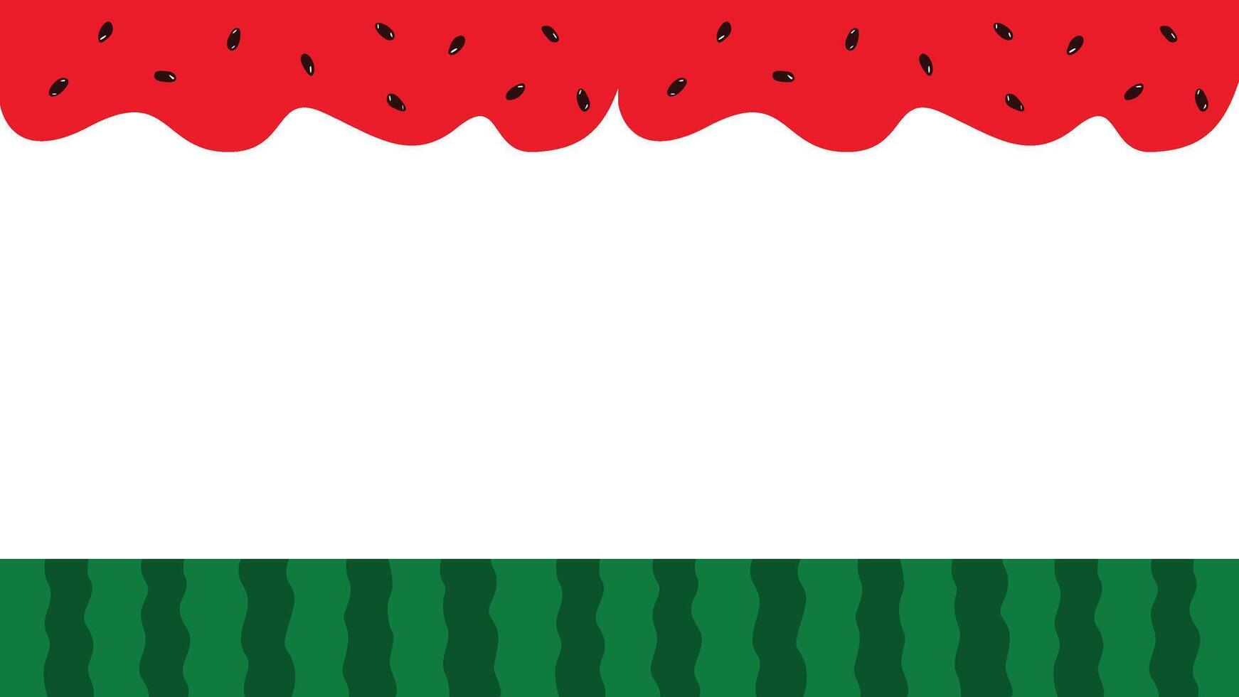 Flat watermelon with green striped rind and red pulp border on white background vector