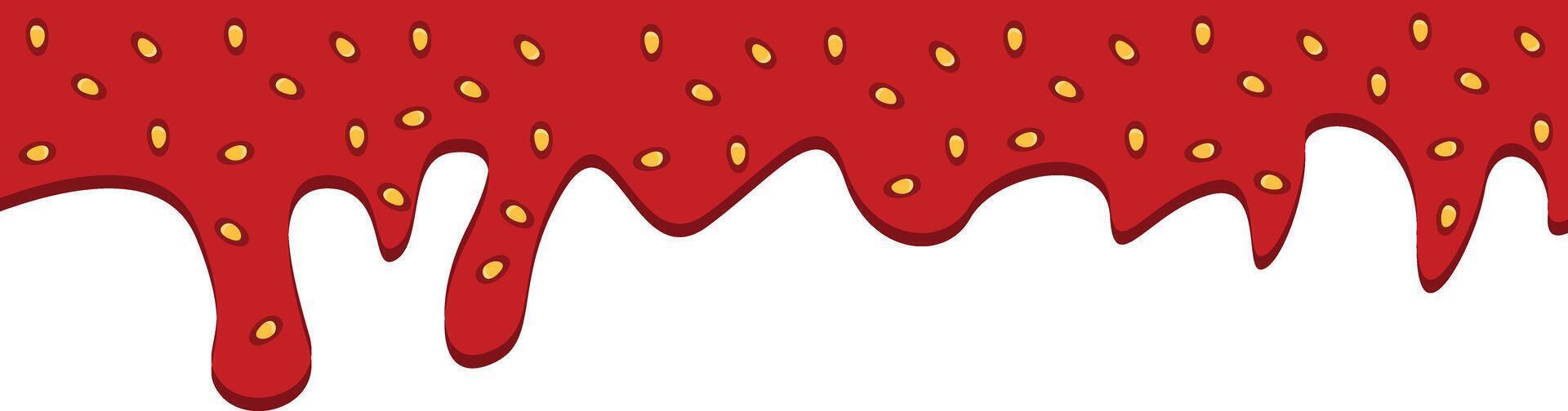 Dripping strawberry jam on transparent background vector