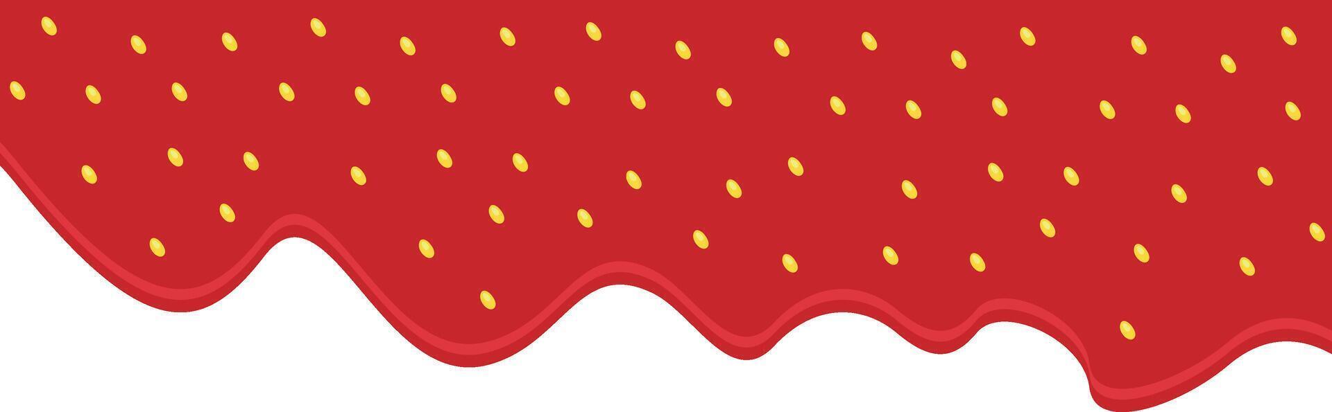 Strawberry jam dripping down on a transparent background in cartoon style vector