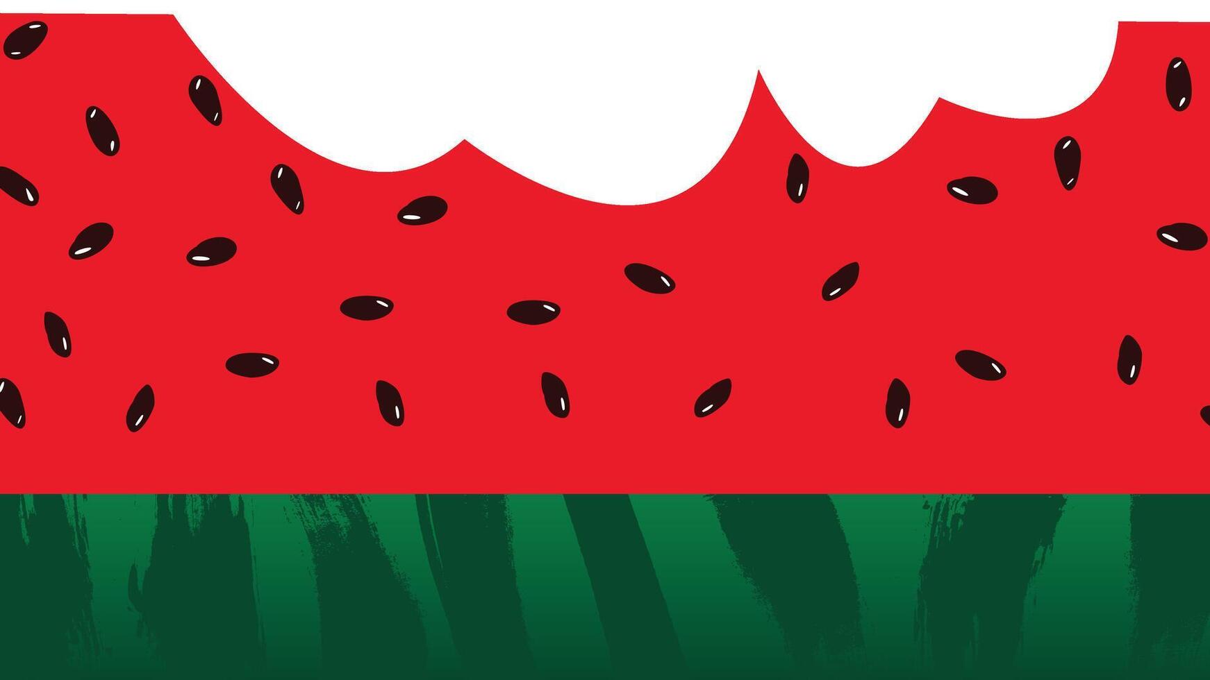 Bitten watermelon slice with black seeds and a striped green rind, isolated on a transparent background vector