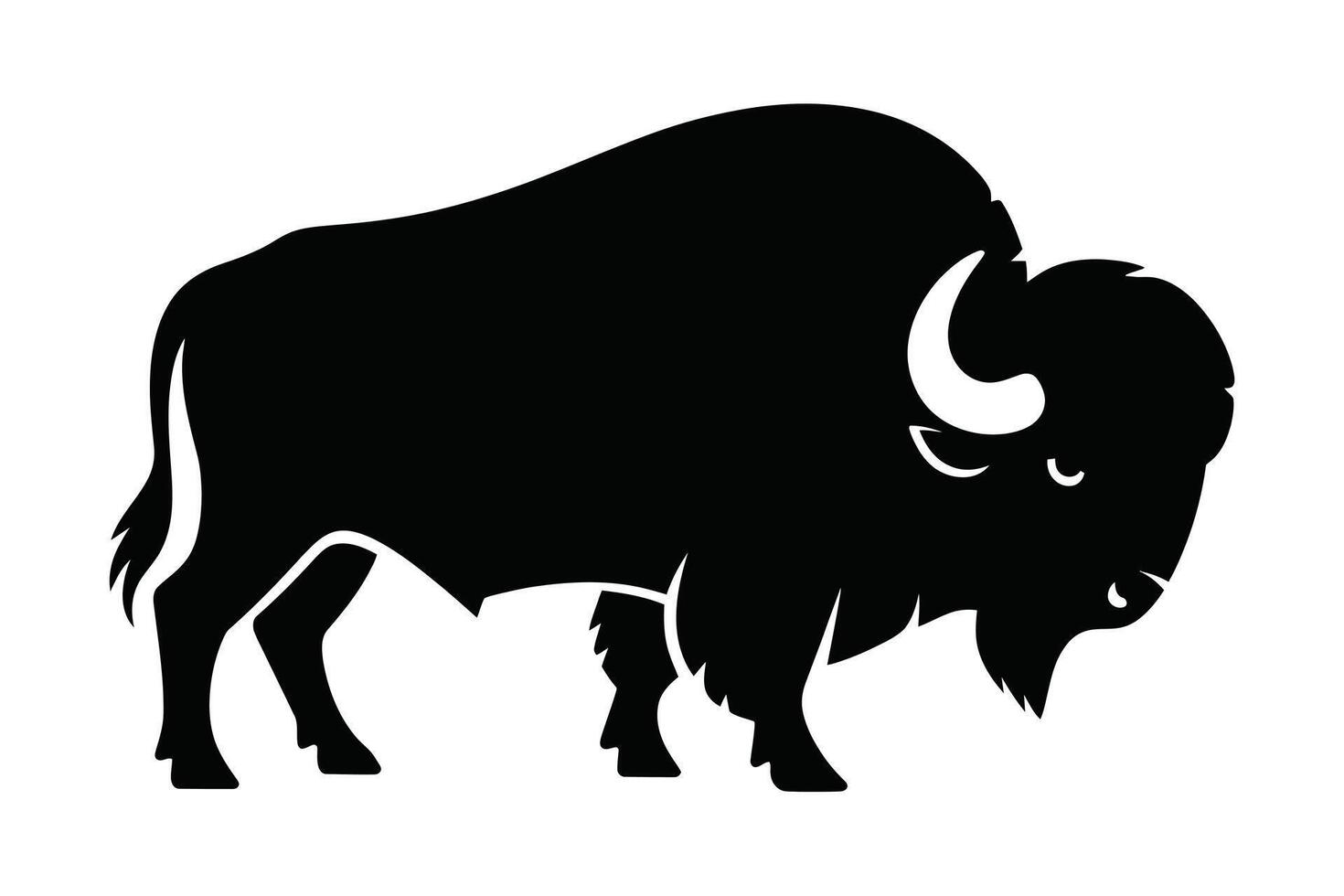 Black Bison Silhouette on White Background buffalo vector
