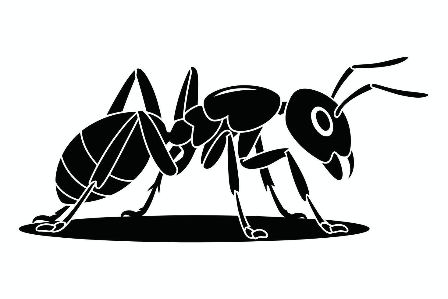 Black and White Ant Illustration on White Background vector
