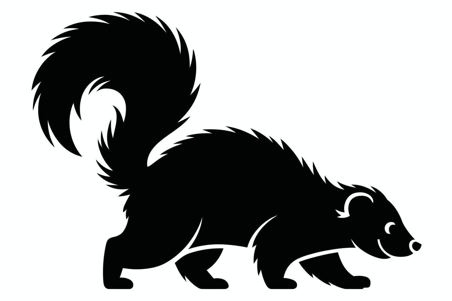 Black and white skunk illustration on white background vector