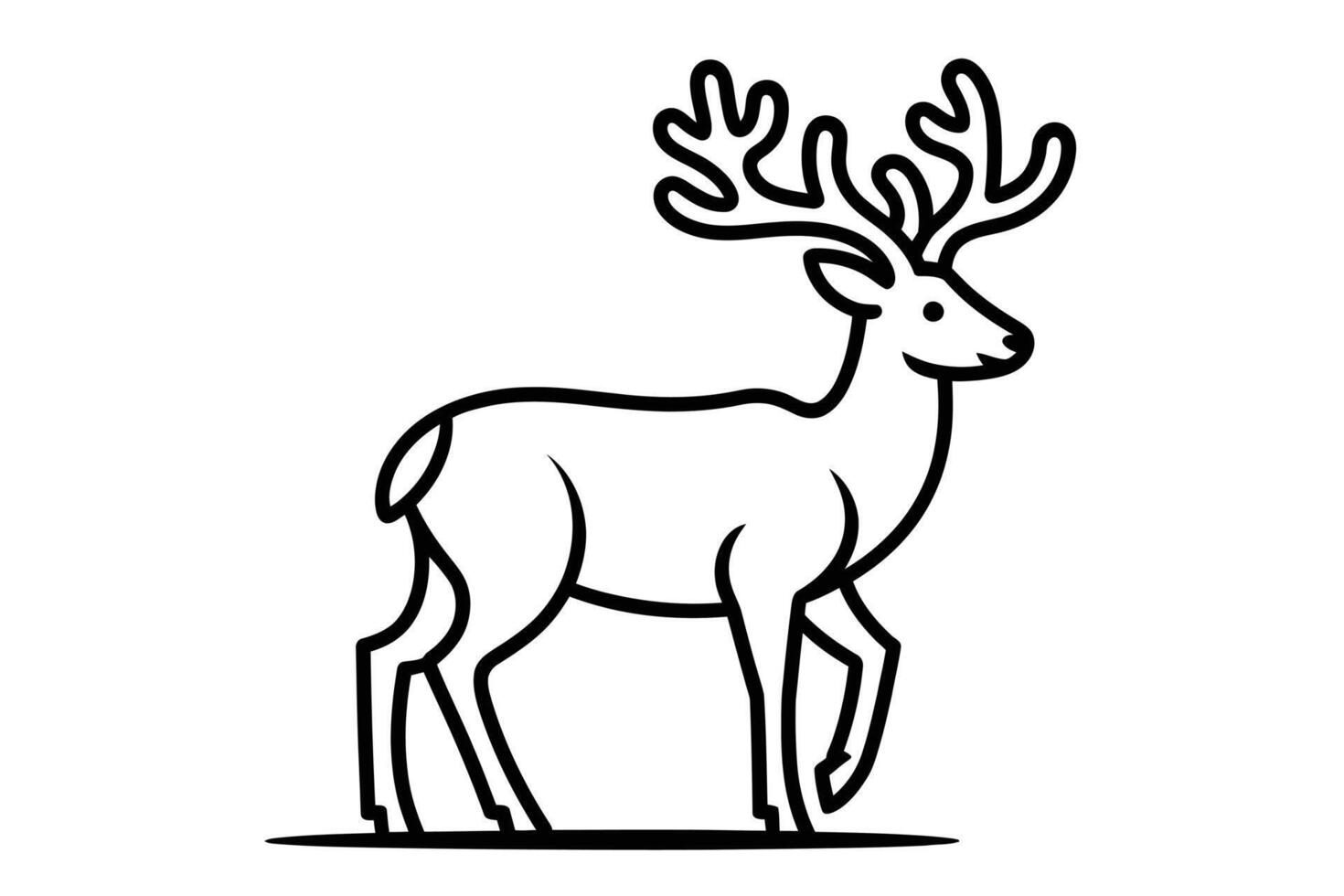 Black Line Art Deer Illustration on White Background vector