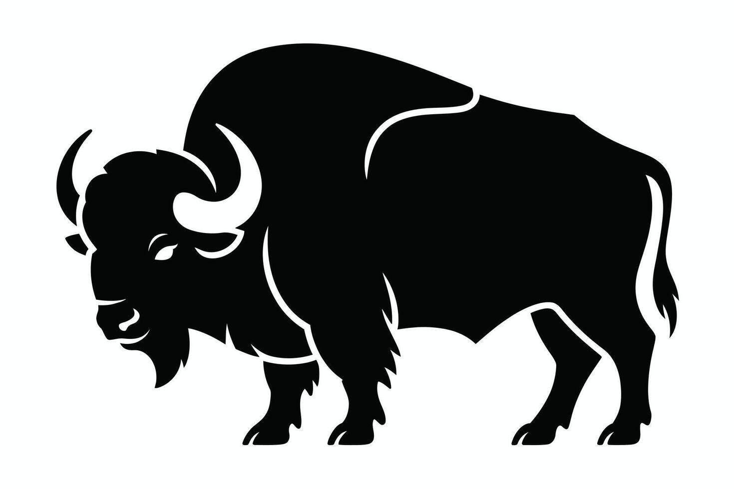 Black and white bison silhouette illustration on white background vector