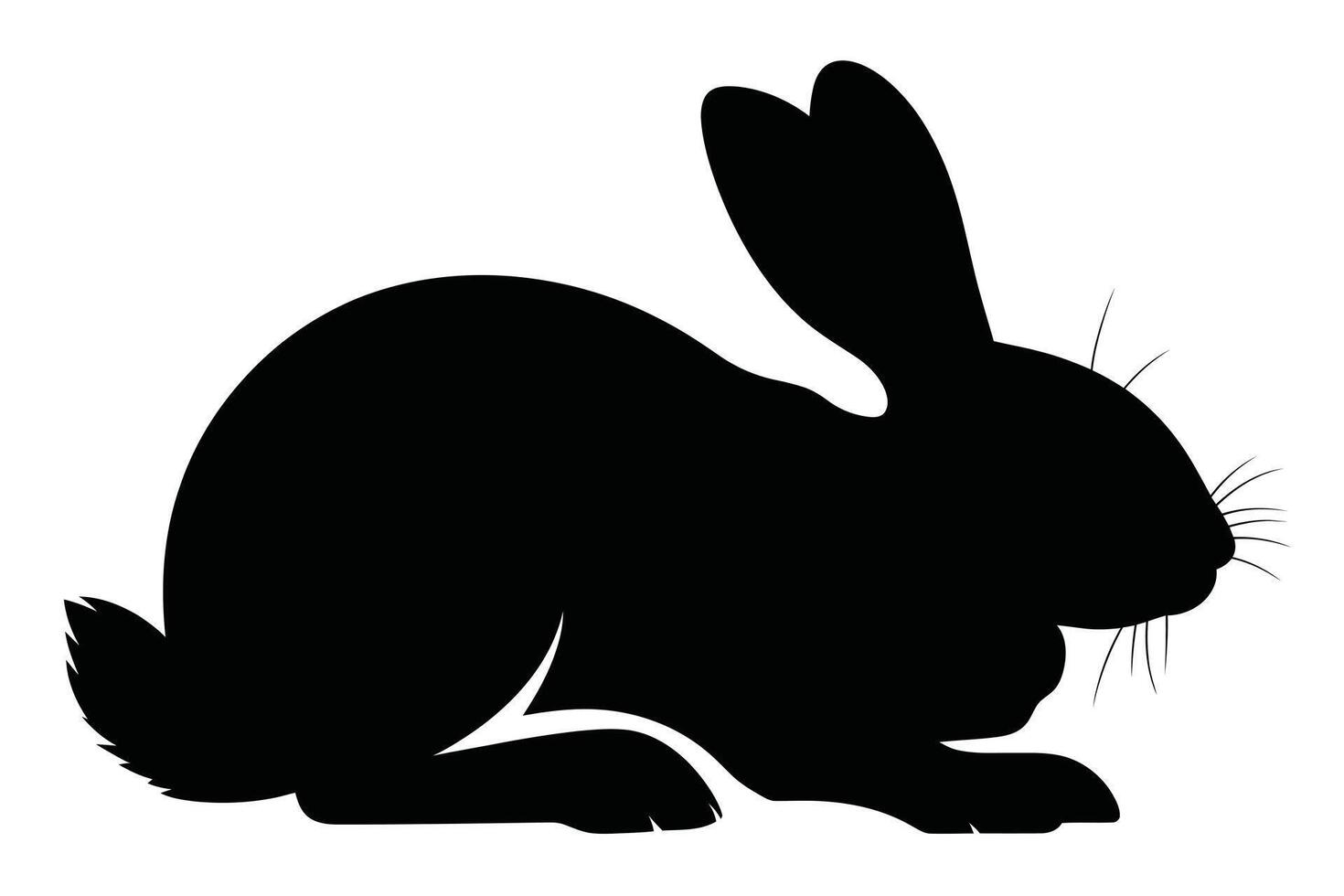 Black Rabbit Silhouette on White Background bunny vector