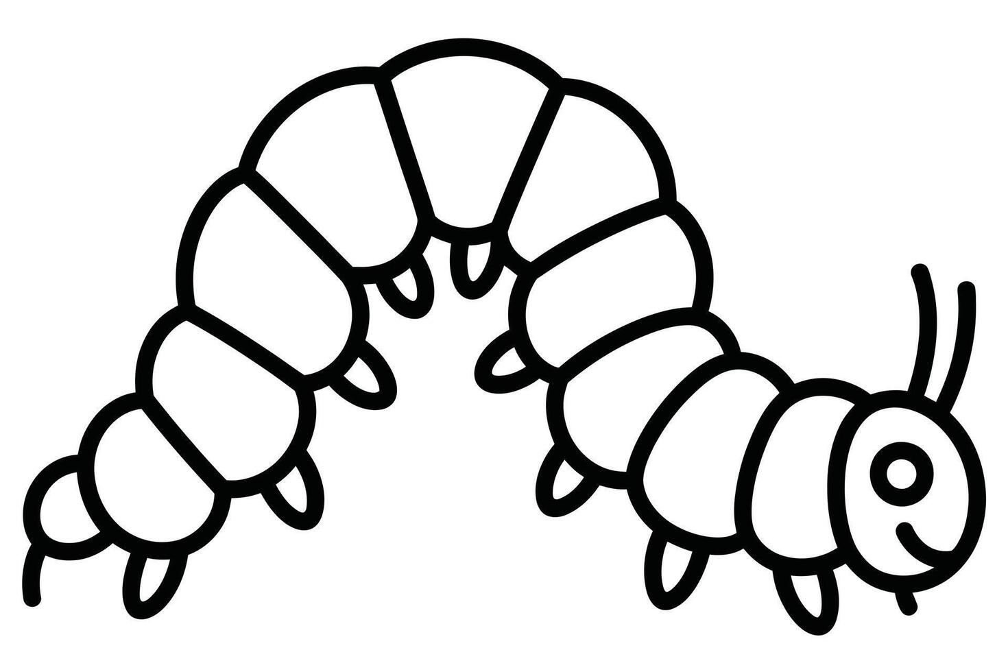 Black Outline Caterpillar Illustration on White Background vector