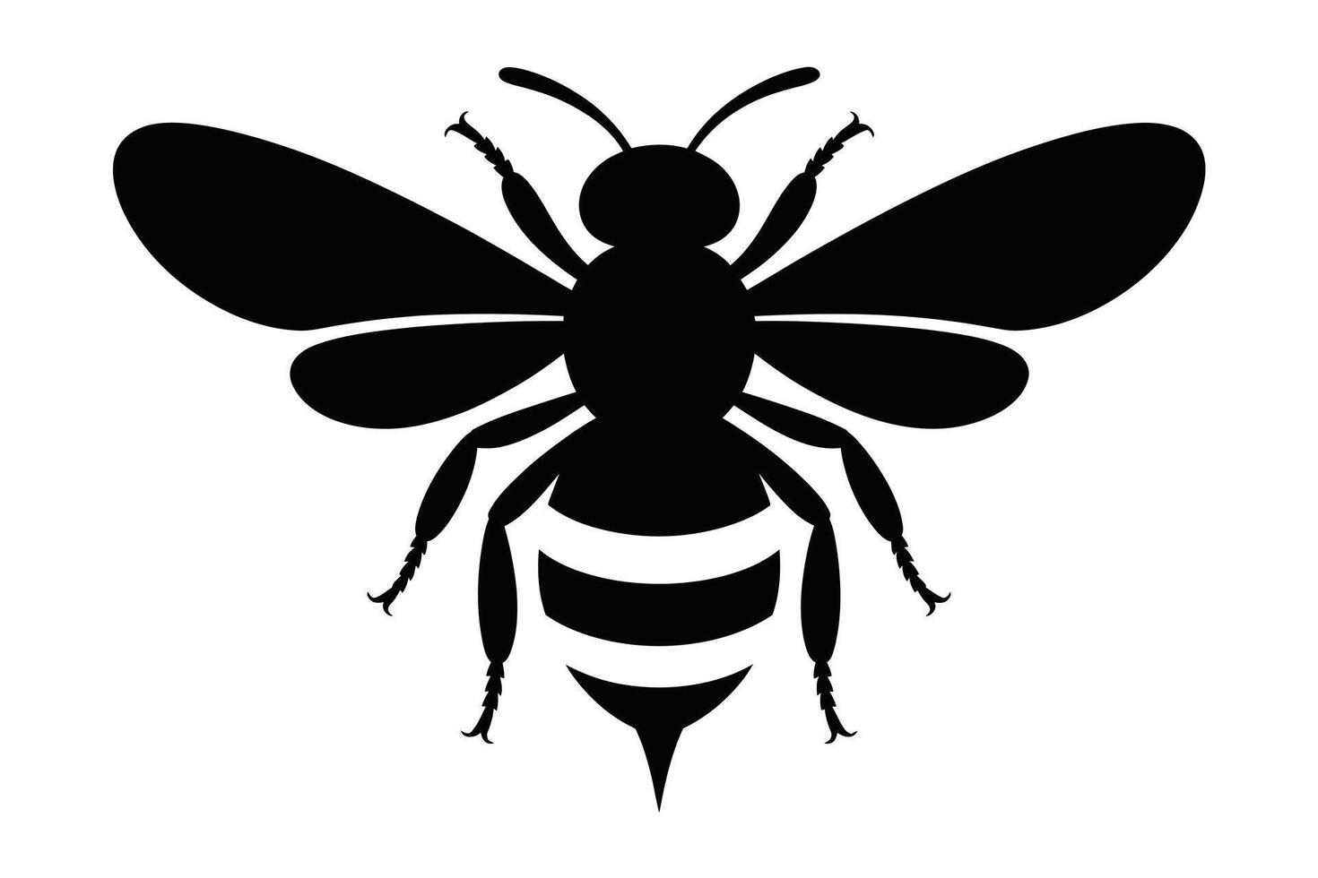 Black and White Bee Silhouette on White Background vector