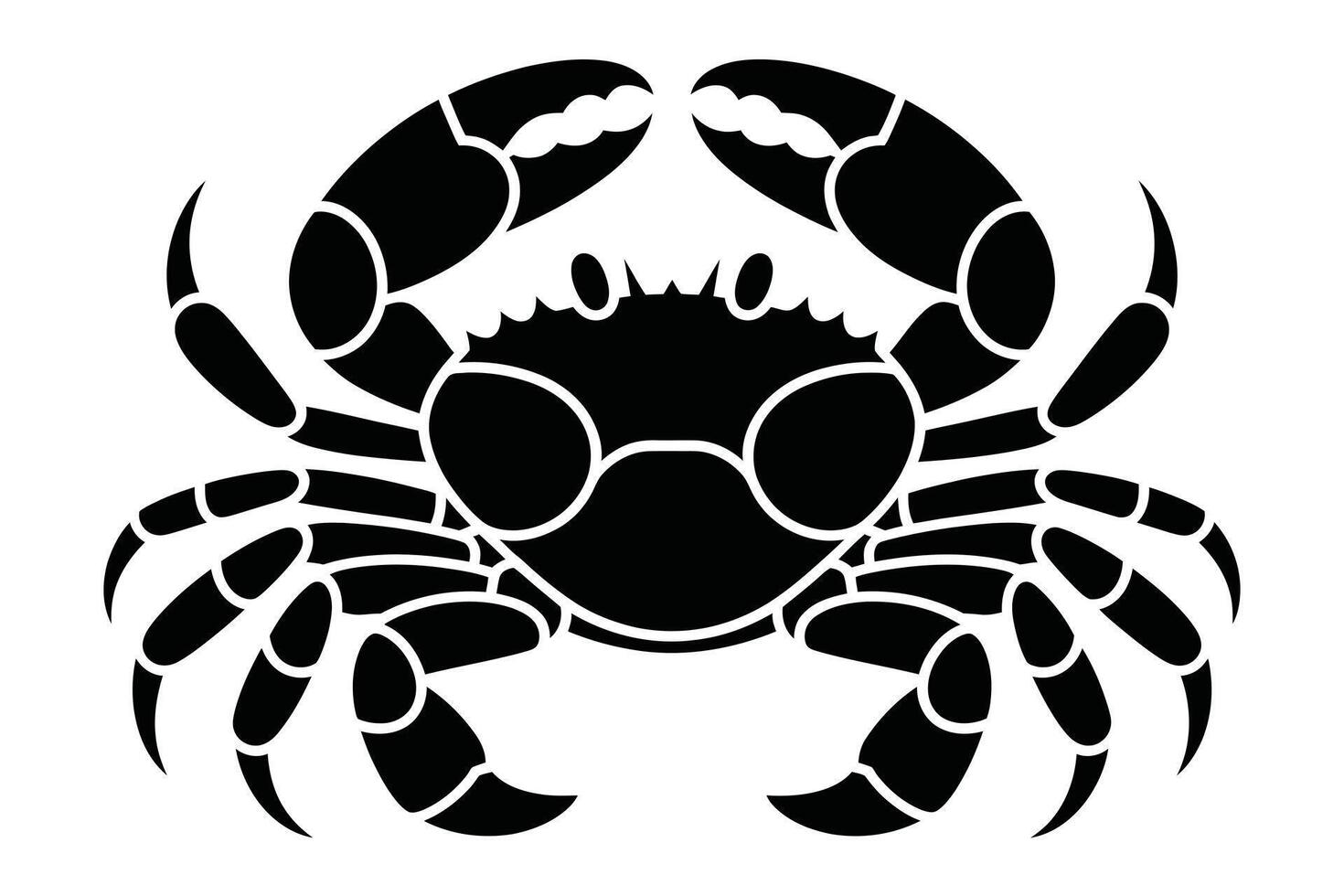 Black crab silhouette on white background animal vector