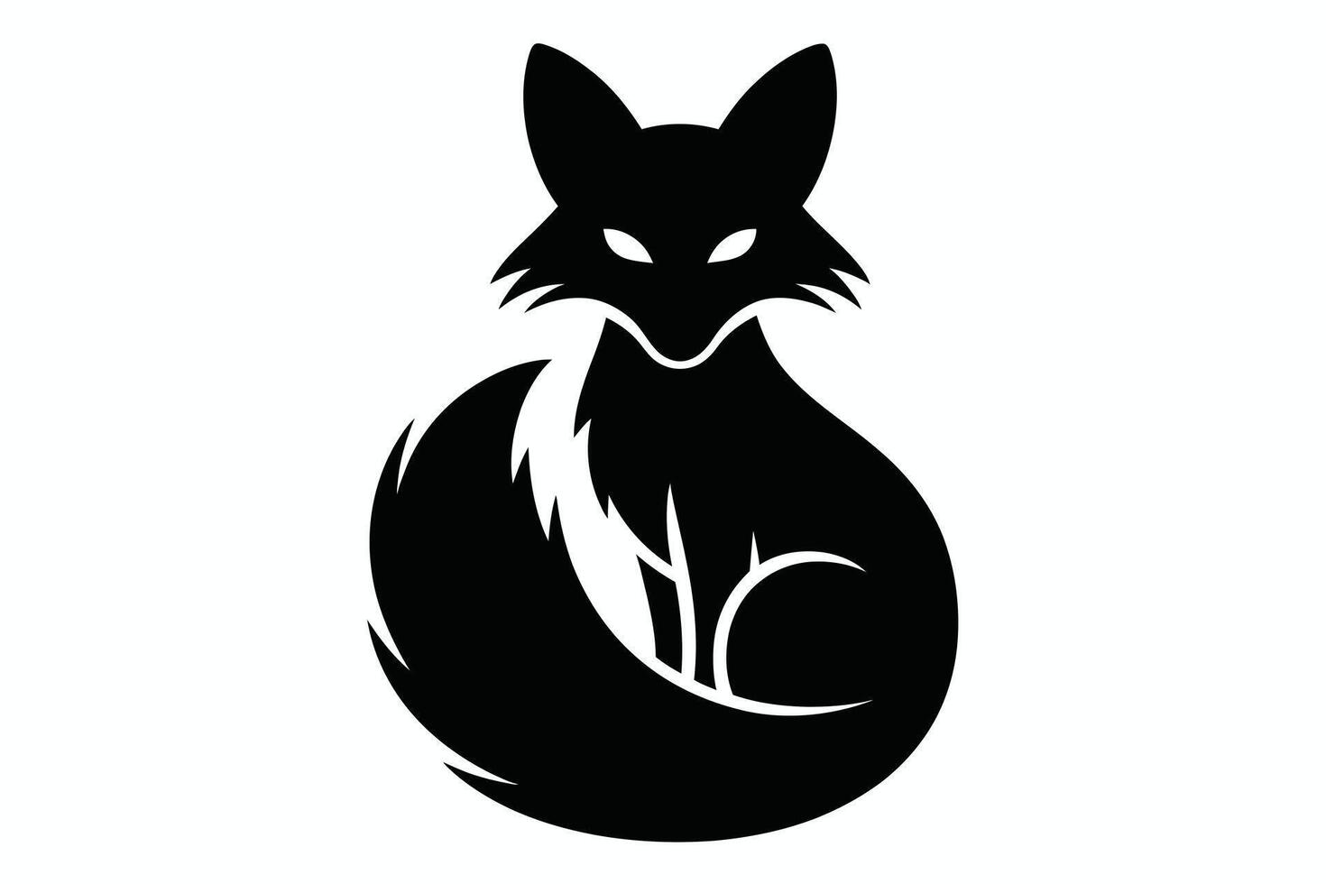 Black fox silhouette graphic on white background animal vector