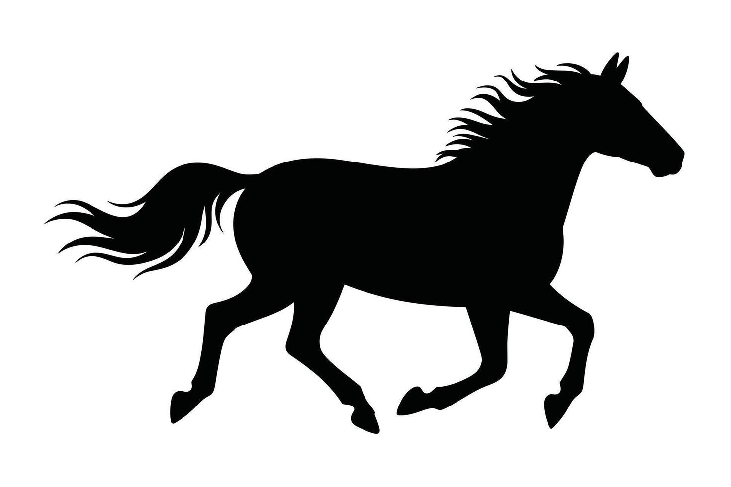 Black Silhouette of a Running Horse on White Background vector
