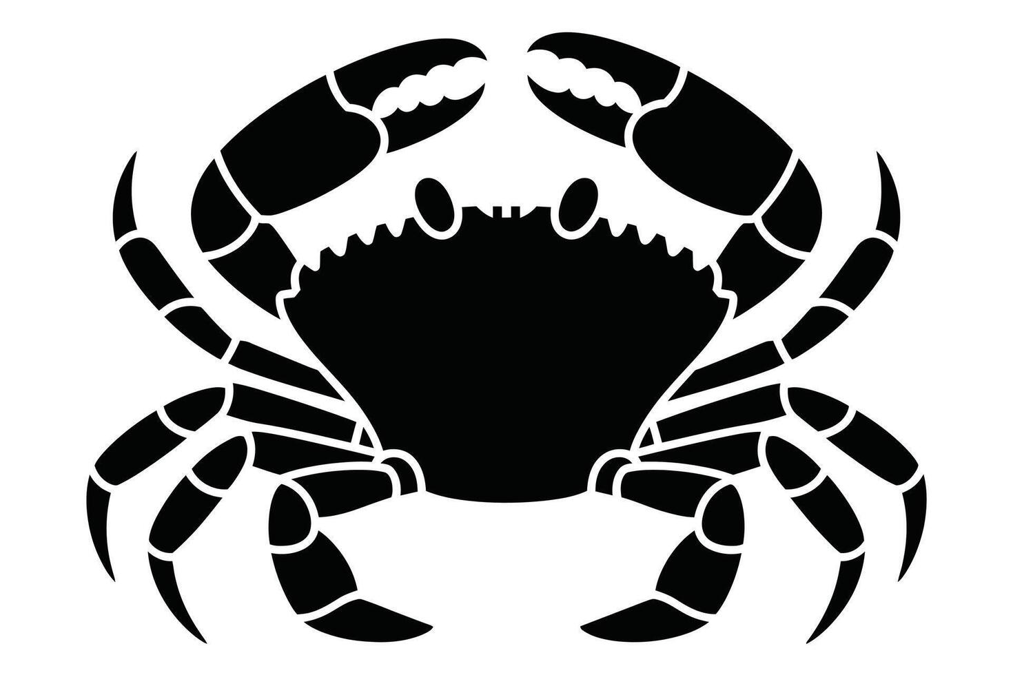 Black Crab Silhouette on White Background with Claws and Legs vector
