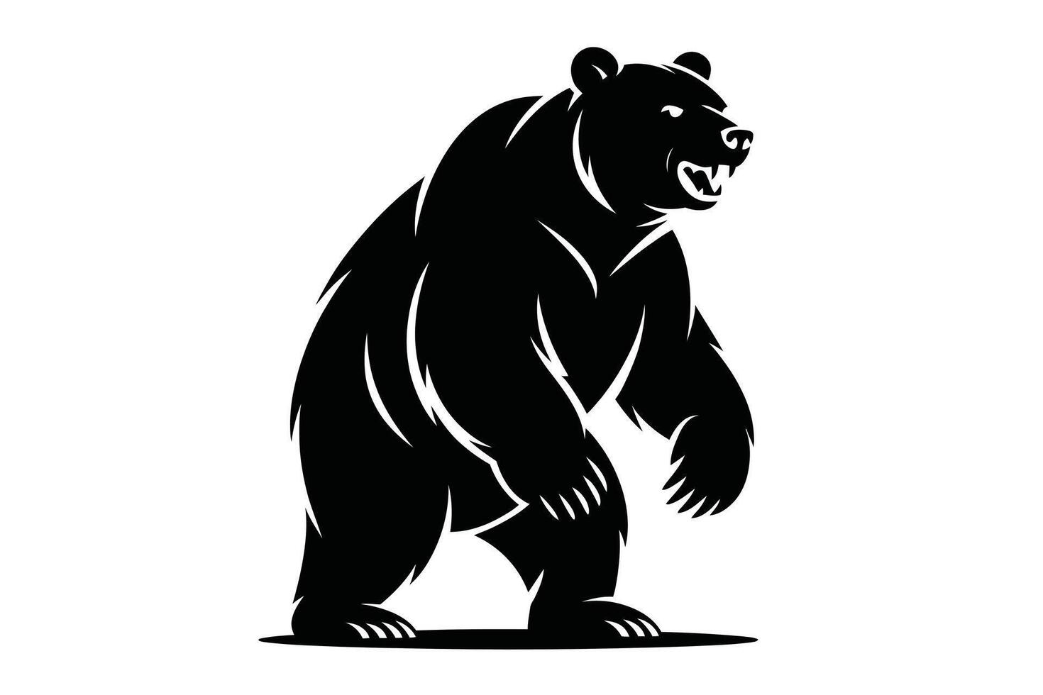 Black Bear Illustration Standing on Hind Legs with Exposed Teeth vector