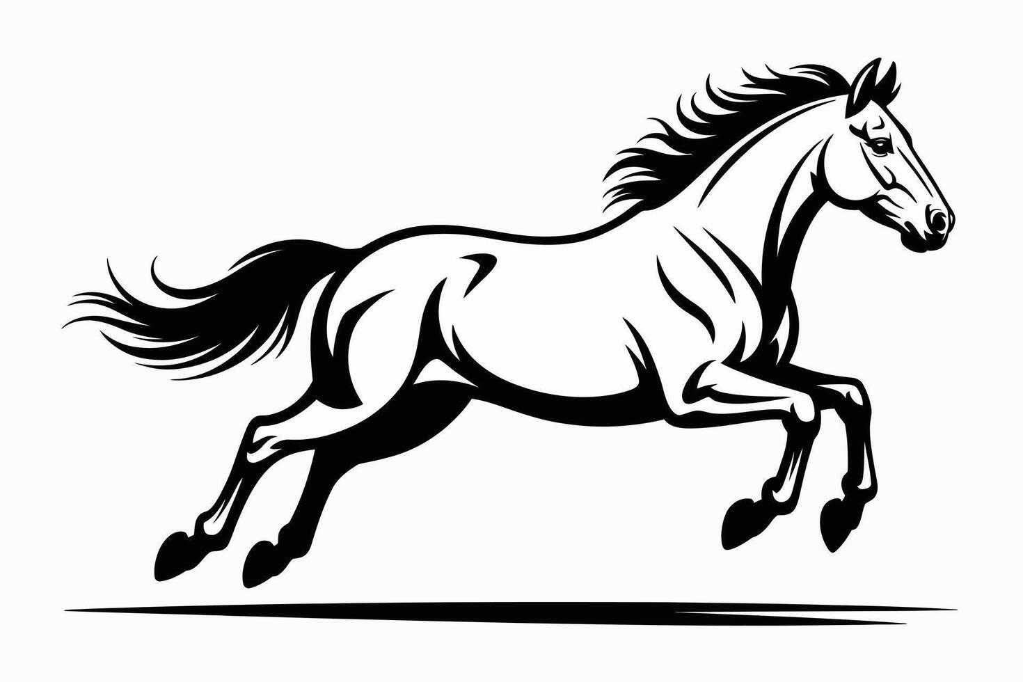 Black and White Running Horse Silhouette animal equine vector