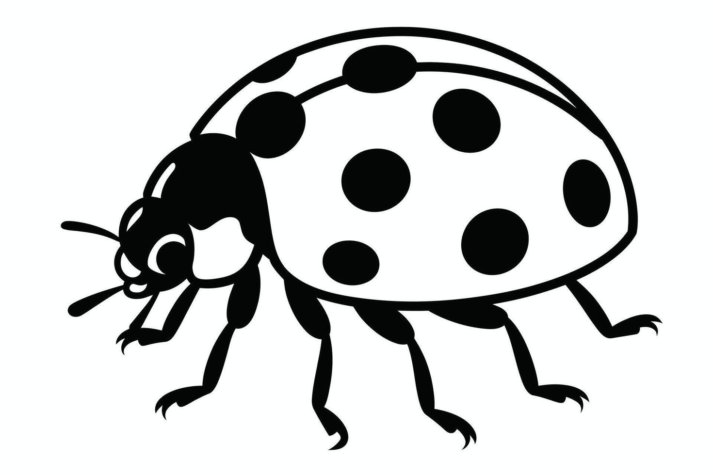 Black and White Ladybug Illustration with Spotted Shell and Six Legs vector