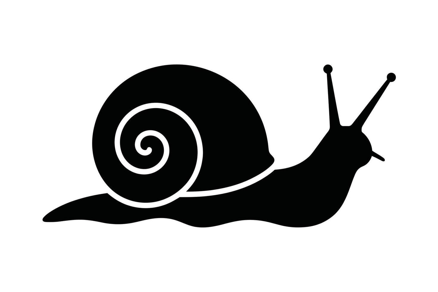 Black snail silhouette with spiral shell on white background vector