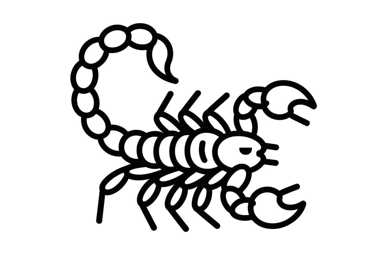 Black line art scorpion illustration on white background vector