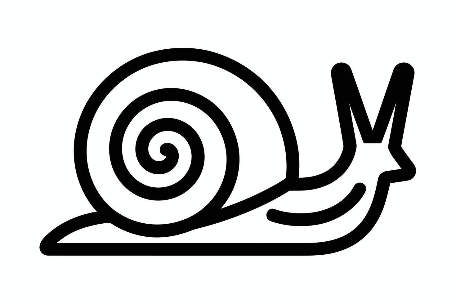 Black Outline Snail Illustration on White Background vector