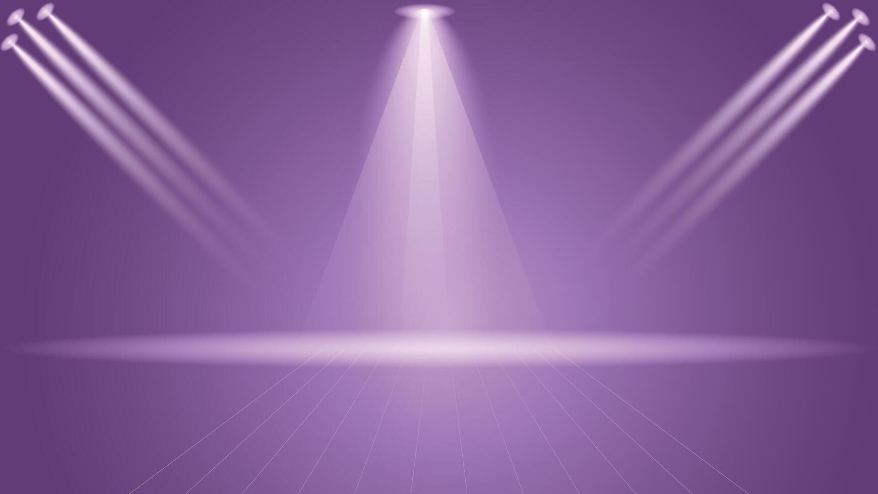 Purple spotlight background with bright stage lights and empty floor perfect for shows events promotions and digital designs vector
