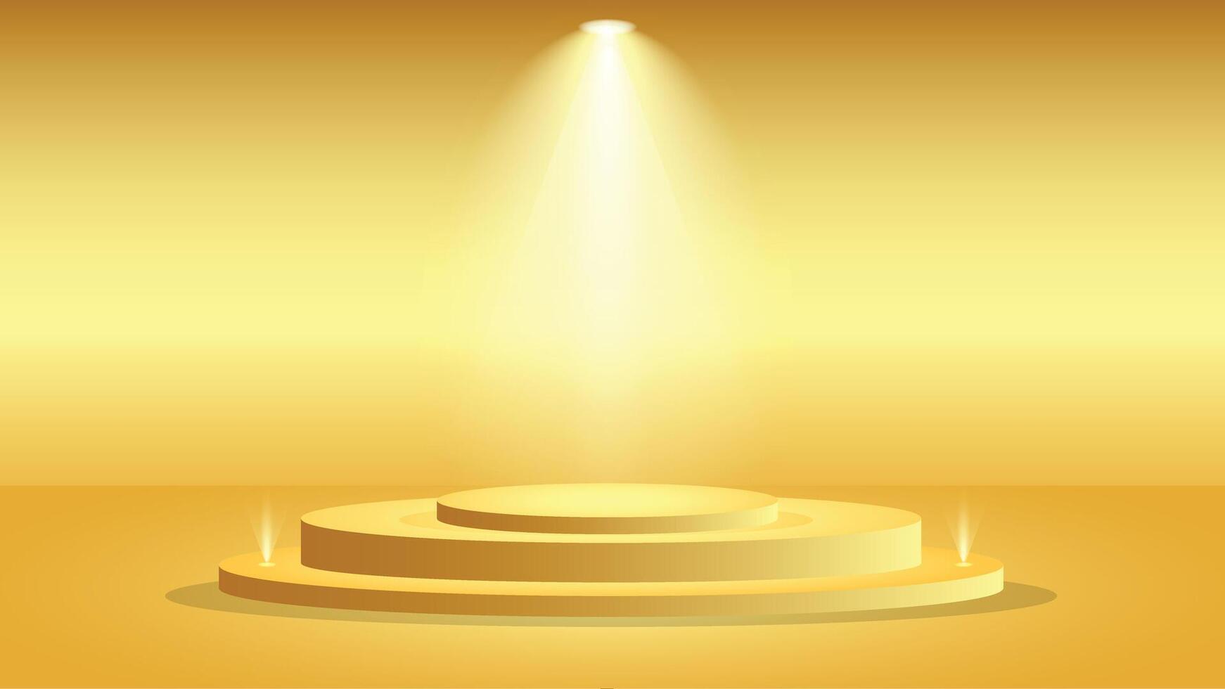 Golden spotlight background featuring a bright podium perfect for luxury product display presentations award shows and elegant digital designs vector