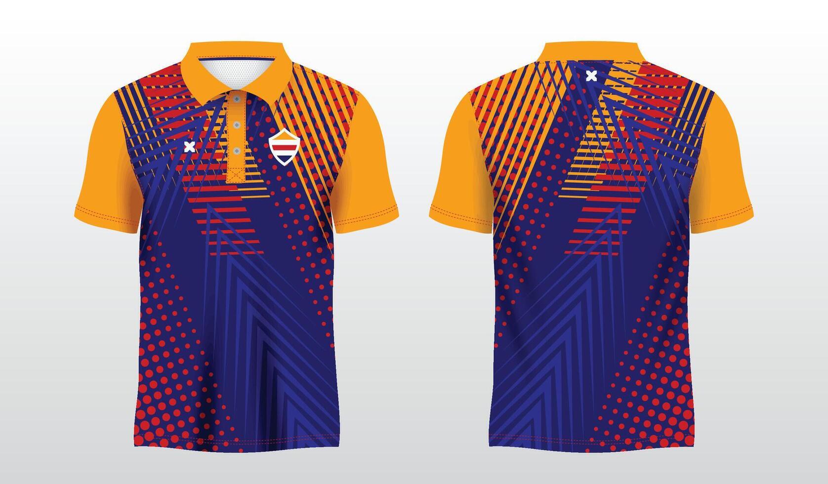 simple abstract red blue and yellow polo sport shirt sublimation jersey template design vector