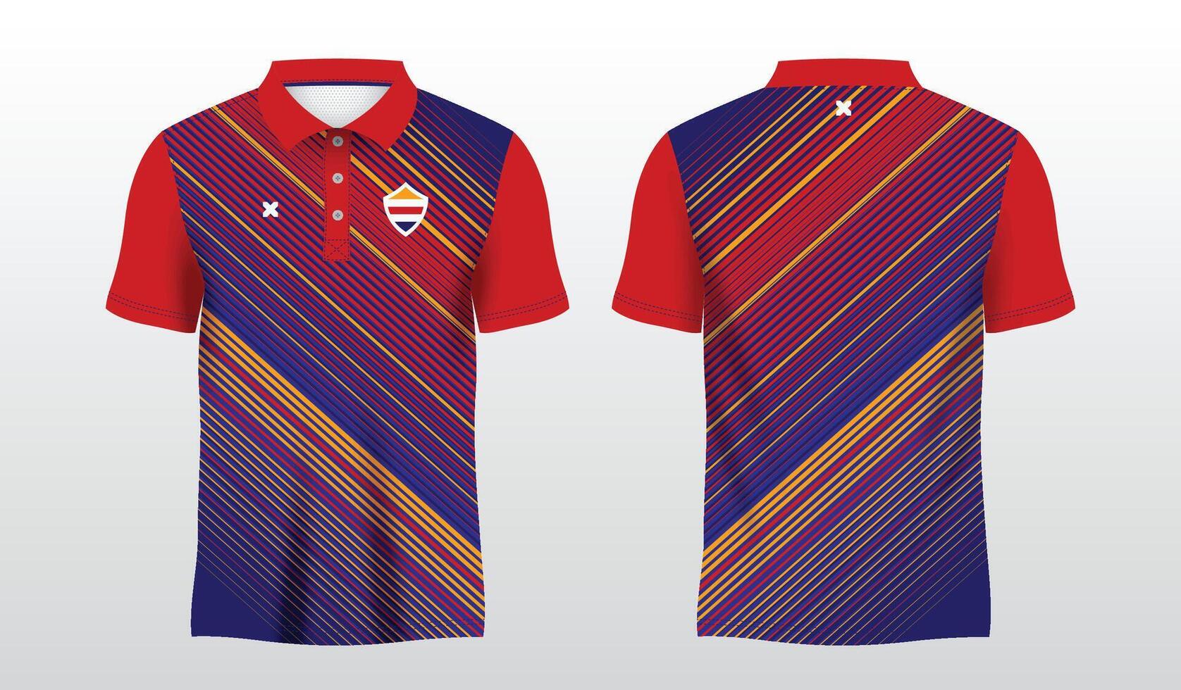 abstract lines red blue and yellow polo sport shirt sublimation jersey template vector