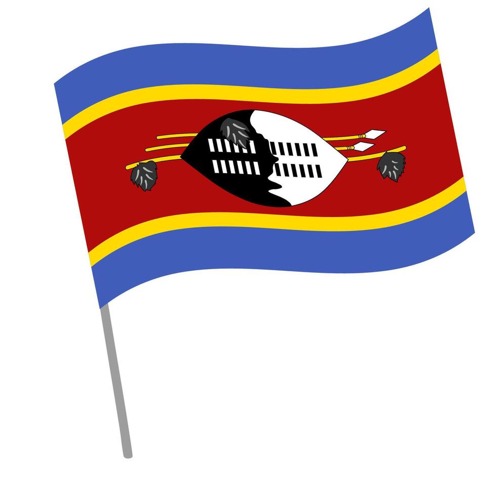 Eswatini national flag flutters with flagpole vector