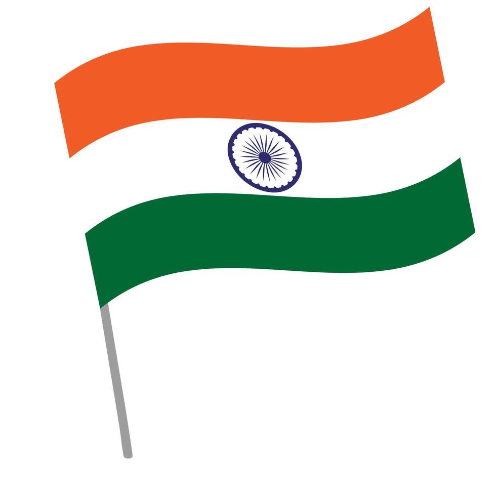 India national flag flutters with flagpole vector