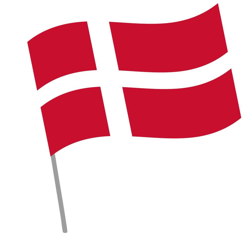 Denmark national flag flutters with flagpole vector